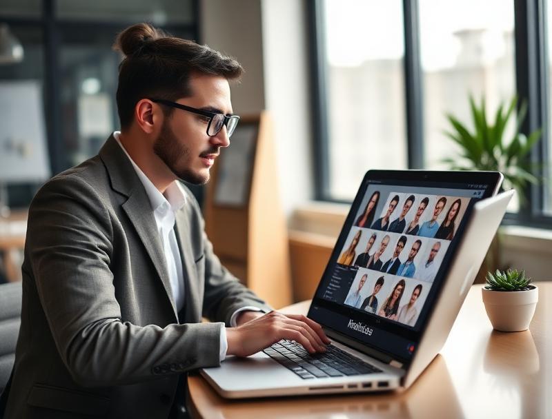 Recruitment professional reviewing candidate profiles