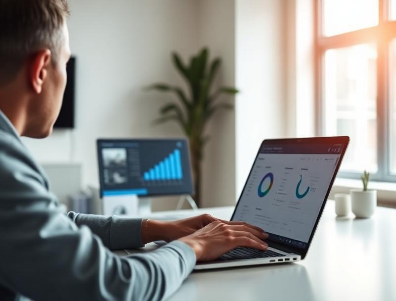 SaaS professional working with software dashboard